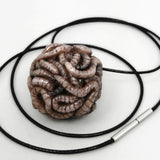 earthworm necklace made from polymer clay