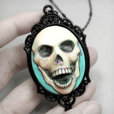 happy death skull cameo necklace