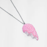 brain heart half necklace pink