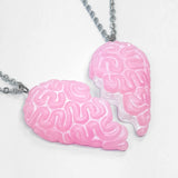 brain heart necklace set pink candy