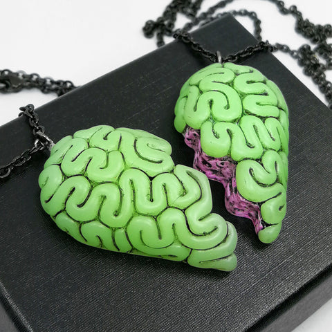 brain heart bff necklace set monster blood green