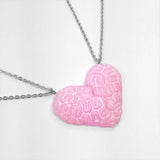 brain heart best friends necklace set pink